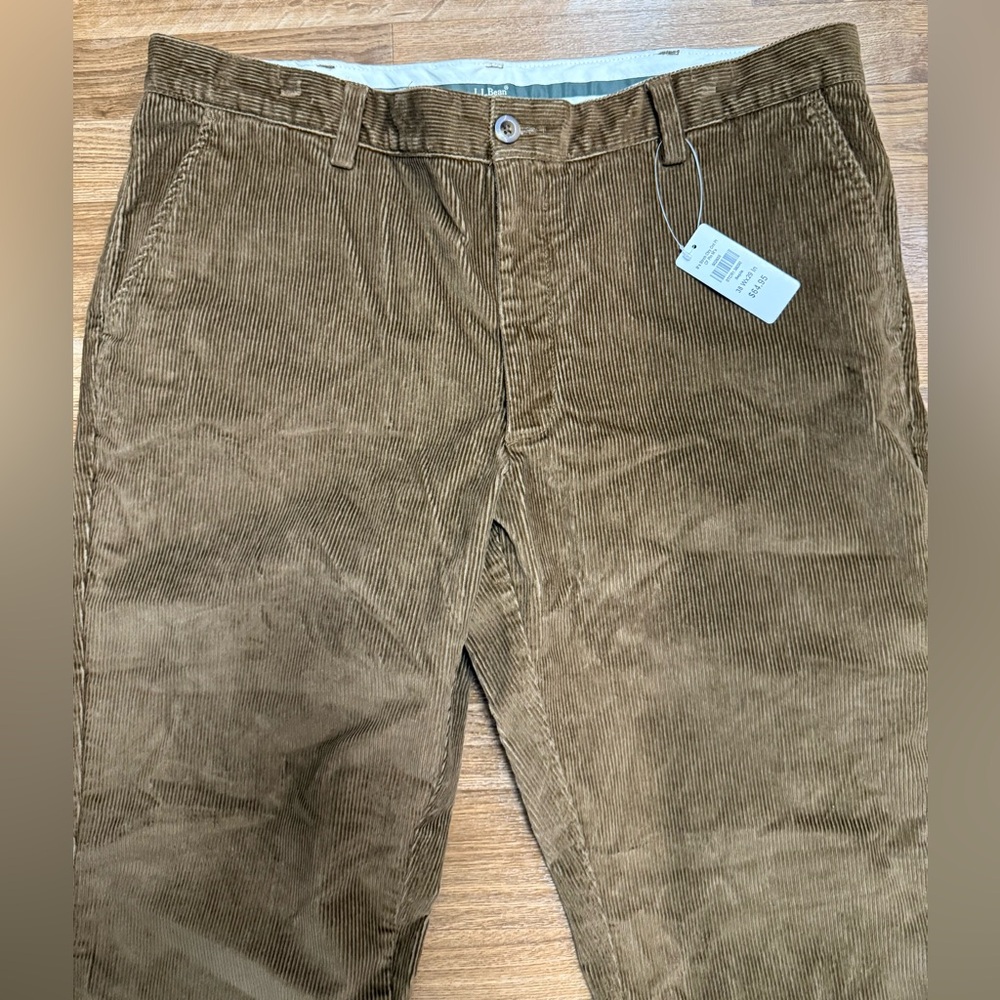 NWT L.L Bean Classic fit preppy casual Brown corduroy pants 38x29 - Picture 2 of 9